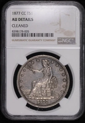 1877 CC Silver Dollars Trade Dollars NGC AU Details - Image 1 of 4