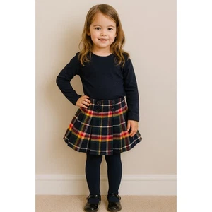 MINI BODEN Girls Plaid Wool Blend Pleated Skirt 4-5Y Multicolor Holiday School - Picture 1 of 5