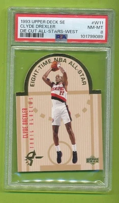 1993-94 Upper Deck SE Die Cut All-Stars - Clyde Drexler (W11)  Blazers  PSA 8 - Image 1 of 2