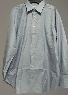 Brioni, Camisa de Vestir Texturizada para Hombre, Algodón Azul, Hecha en Italia, 46/18 Foto 1 de 4