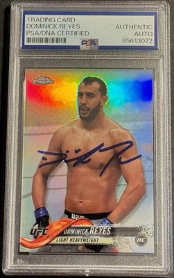 Dominick Reyes Signed 2018 Topps Chrome Refractor UFC Rookie Card PSA/DNA Slab - Image 1 of 2