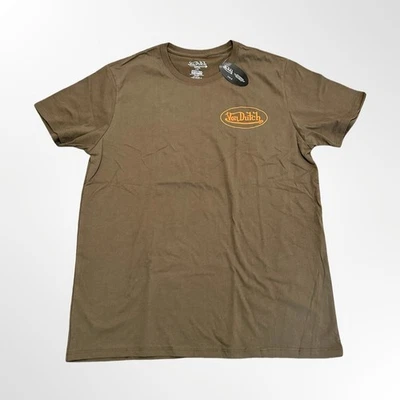 Camiseta Von Dutch Logo Marrón Gráfico Camiseta Doble Cara Y2K Para Hombre Grande Nueva Con Etiquetas Foto 1 de 4