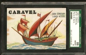 Caravel / 16th Century Light Vessel 1955 Topps Rails & Sails Card #134 SGC 8 - Picture 1 of 2