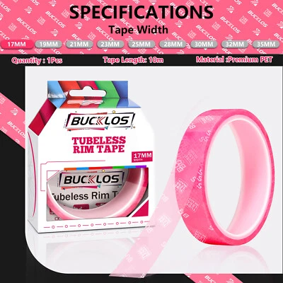 Cinta para llantas sin cámara BUCKLOS 17/19/21/23/25/28/30/32/35mm×10m Foto 1 de 4