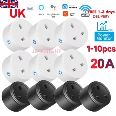 WiFi Smart plug UK Socket + Energy Monitor 16/20A Alexa Google - Tuya Smart Life - Image 1 of 4