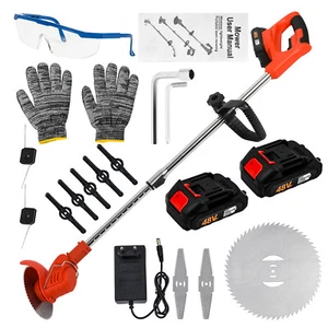 Elektro Rasentrimmer 2 Akku Motorsense Freischneider Elektro 880W Rasen Trimmer - Bild 1 von 9