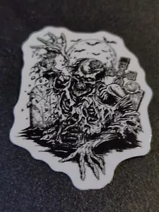 Zombie Skeleton Rising From Grave Horror Black & White Noir 5 Sticker Lot Creepy - Picture 1 of 5