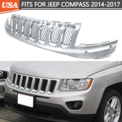 FitsJeep Compass 2014-2017 Replacement Silver Front Bumper Grille Grill Assebmly - Image 1 of 4