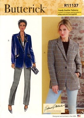 Butterick R11137 One-Button Jacket w Notched Collar, Pockets Sz 8-16 UNCUT B6862 - Image 1 of 4