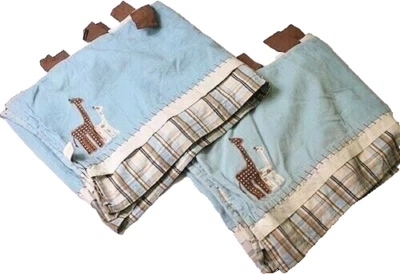 2 Bananafish Banana Fish Baby Noah Window Valance Giraffe Blue Corduroy 72"  - Image 1 of 4