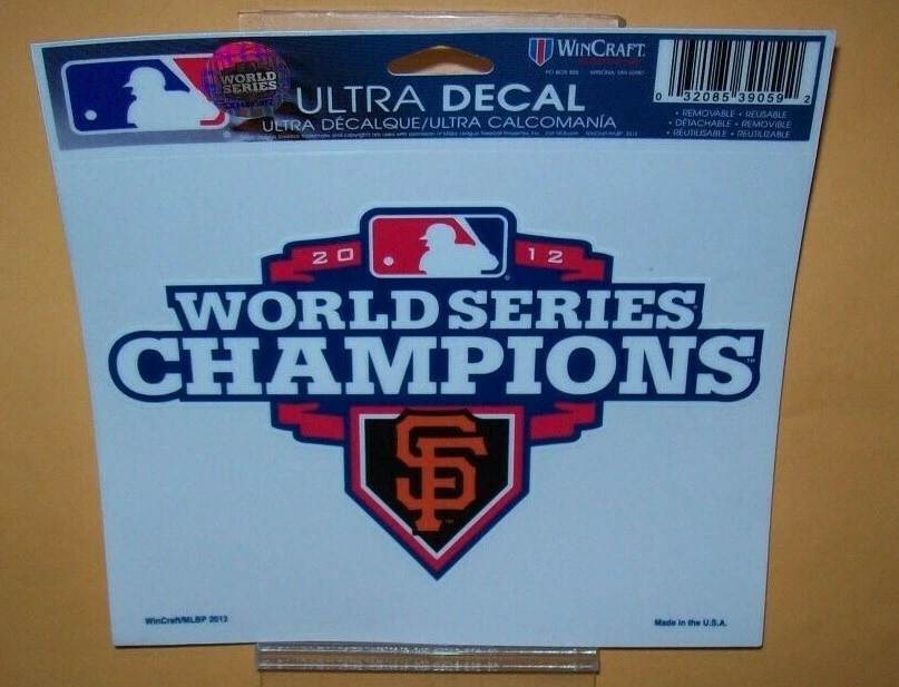 SAN FRANCISCO GIANTS WORLD SERIES CHAMPIONS 2012 5X6 WINCRAFT ULTRA DECAL  - Image 1 of 1