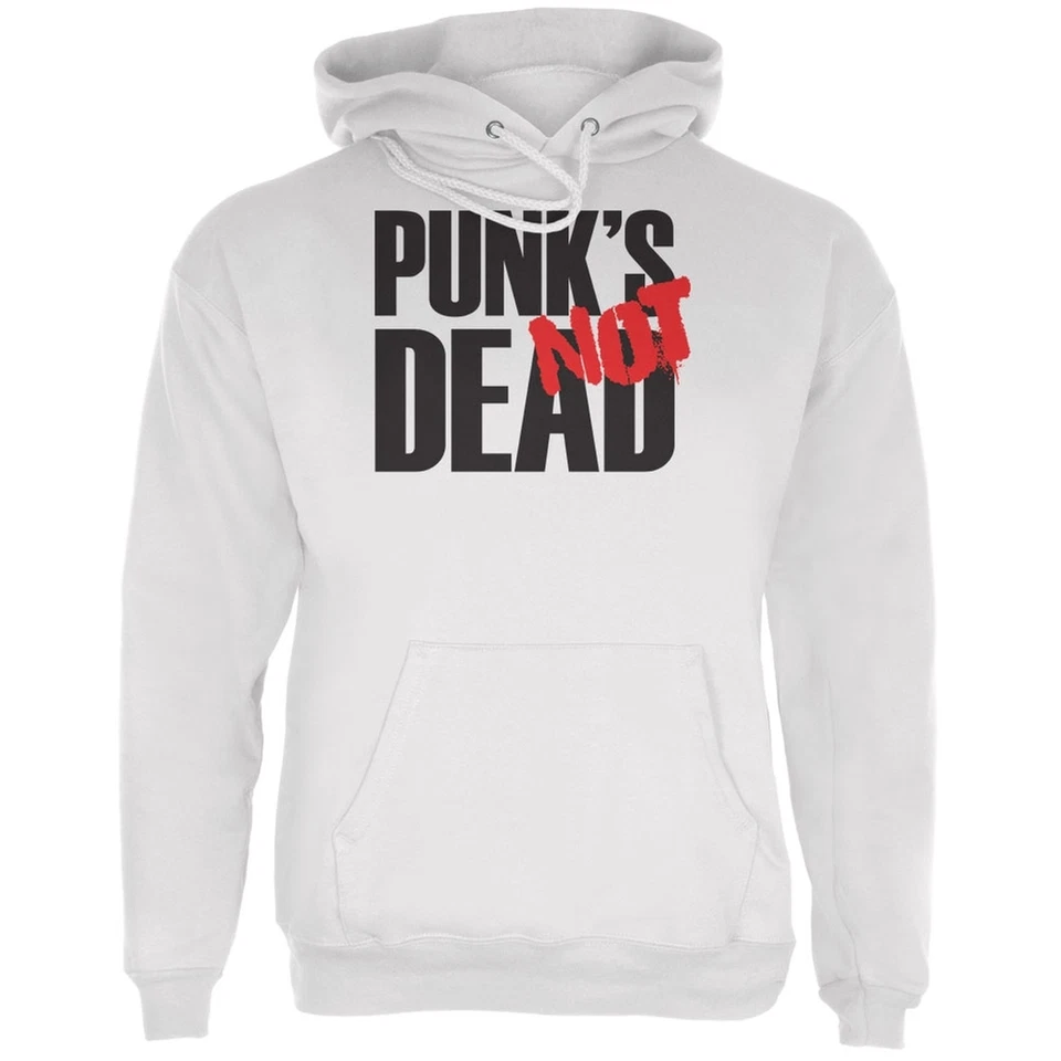 Sudadera con capucha Punk's NOT Dead V1 blanca para adultos Foto 1 de 1
