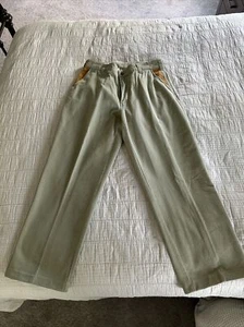 Orvis Men's Zambezi Twill Cargo Leather Trim 100% Cotton Pants Green • 34x30 - Picture 1 of 15
