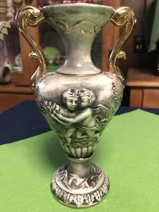 Pereiras Valado Vase Portugal Cherubs 9.75" Gold Trim Perfect! - Picture 1 of 11