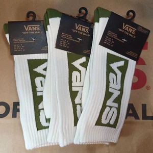 (3) Paar Vans Crew-Socken Damen 6,5 -9 weiß/grün - VN000HTBFS8 - Bild 1 von 12