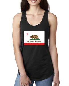 California Republic State Flag Bear Ladies Racerback Tank Top - Picture 1 of 15