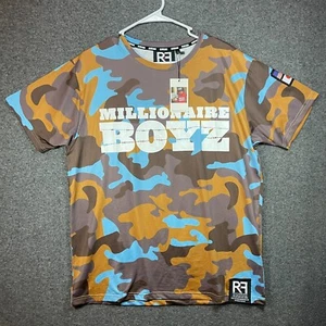 NWT RICH & FAMOUS Shirt Adult Large Camo Millionaire Boyz Short Sleeve Mens. - Picture 1 of 12