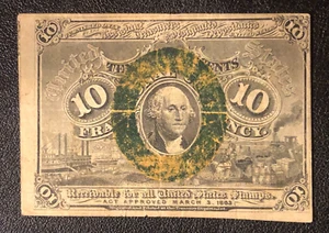Ten Cents $.10 FRACTIONAL CURRENCY Note George Washington Civil War - Picture 1 of 2