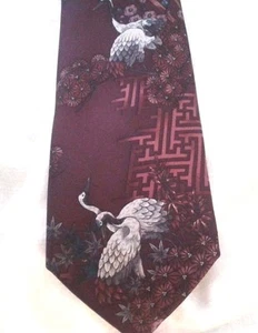 Brioni The Crane Print 100% Silk Neck Tie hand made in Italy - Picture 1 of 3