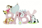 Personalised Baby Girl Hanging Word Ornament Christening Nursery Gift