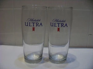 2 vasos de cerveza Michelob Ultra logotipo "M' - barra de vajilla con escritura de 16 onzas - Imagen 1 de 1