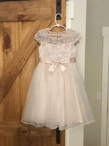 Bonnie Jean Flower Girl Dress Champagne Embroidered Size 6x - Picture 1 of 2