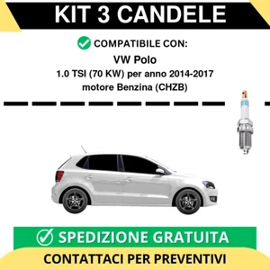 KIT 3 CANDELE per VW Polo 1.0 TSI 70 kw anno 2014-2017 - Foto 1 di 2