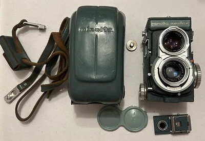 Rare Minolta Miniflex 4x4 TLR Film Camera W/ Rare Waist Lever Finder & Case Wow! - Image 1 of 4