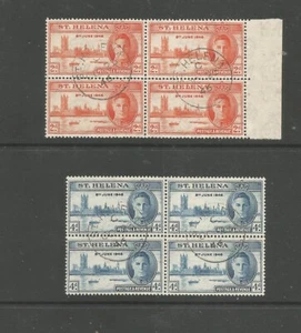 ST HELENA el 1946 GVI Victory Set en muy finos bloques usados de 4 - Imagen 1 de 3