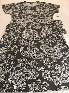 Vestido Marly Lularoe Gris Blanco Grande Cachemira 14-16 Cinturón Hasta la Rodilla Nuevo con Etiquetas Unicornio - Imagen 1 de 10