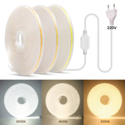 COB LED Streifen 220V 230V Leiste Band Stripe Lichterkette Lichtschlauch Dimmbar - Bild 1 von 4