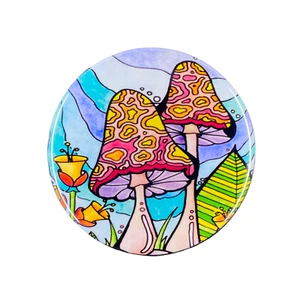 Psychedelic Mushroom Art Pin Button Badge Fungi Mycology Gifts and Accessories - Picture 1 of 12