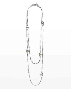 Collar de caviar piramidal KSL de plata esterlina de $825 LAGOS 32 pulgadas - Imagen 1 de 4