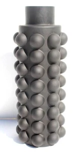 Vtg Mid Century Modern Abstract Black Bubble Glass Flower Vase Home Decoration - Picture 1 of 4