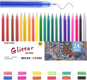 Gel Pen Glitter Pens 0.8-1.0MM Tip 24 Count (Pack of 1), Multicolor - Picture 1 of 6