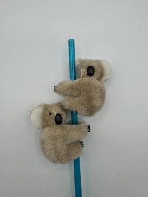 Vintage Two Clip On Pencil Hugger Koala Plush Bears Beige - Image 1 of 4