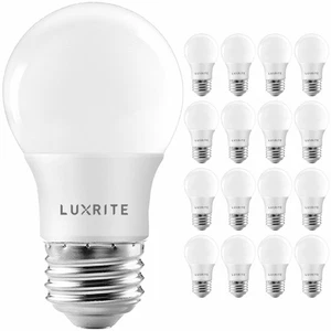 Luxrite A15 LED Light Bulb 40W Equivalent Dimmable 2700K 600lm E26 Base 16-Pack - Picture 1 of 7