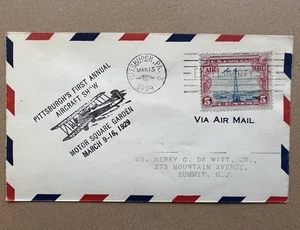1929 Pittsburgh Aircraft Show First Flight Airmail Cover 5c Beacon Stamp - Picture 1 of 6