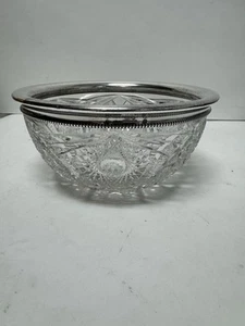 Vintage GORHAM Sterling Silver / Cut Crystal Glass 9" Centerpiece Serving Bowl - Picture 1 of 15