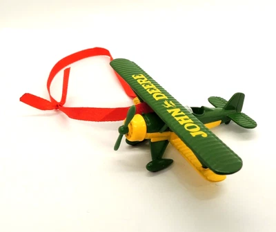 John Deere Metal Avión Adorno Biplano Amarillo y Verde Navidad Coleccionable Foto 1 de 4