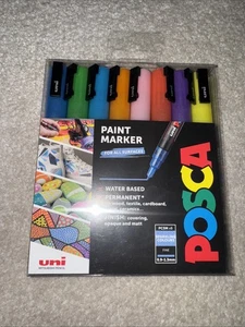 Uni POSCA Marker Pen PC-3M Fine Set of 8 Sparkling Colours New - Picture 1 of 3