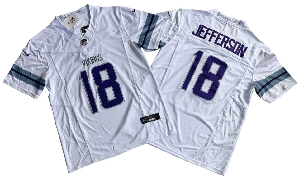 ​​Tariffs​ Free! YOUTH'S Vikings #18 Justin Jefferson FUSE Alt White Sewn Jersey