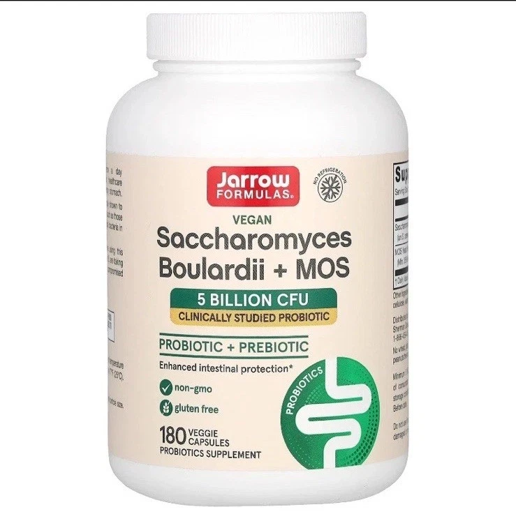 Jarrow Formulas Saccharomyces Boulardii + MOS, 5 mil millones de UFC, 180 cápsulas veganas Foto 1 de 2