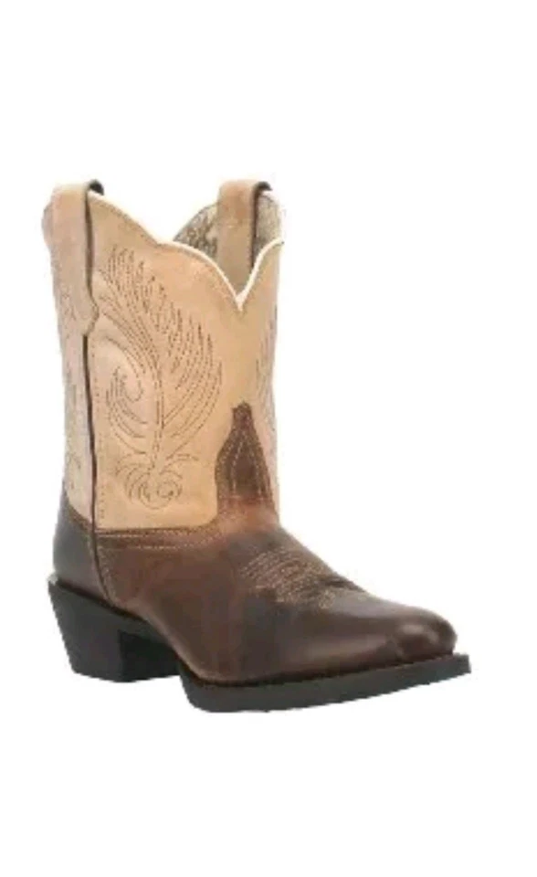 Laredo Tori Round Toe Cowboy Booties Womens Beige Brown Casual Boots 9.5 -51016
