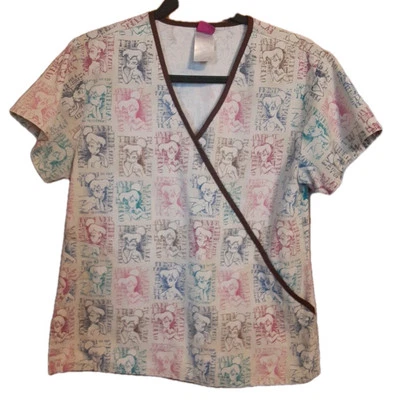 The Wonderful World Of Disney Tinkerbell Scrub Top Womans Size S Multicolor  - Image 1 of 4