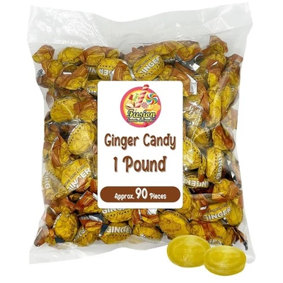 Ginger Candy - 1 Pound Bag - Hard Ginger Candy for Nausea Relief and Digestion A - Image 1 of 4