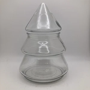 De colección Anchor Hocking Vidrio Transparente Árbol de Navidad Caramelo Tarro Contenedor con Tapa 5.5 pulgadas - Imagen 1 de 6