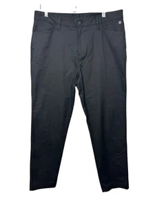 Adidas Men’s Pants Golf Trousers Black 34 x 30 Tapered 5-Pocket Logo Loops Zip - Picture 1 of 9