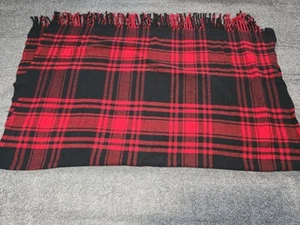 Vintage Pendleton Blanket Throw Red Plaid 100% Wool USA Made 60x50 - Picture 1 of 6