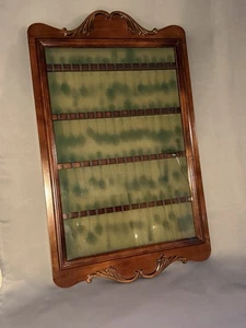 Vetrina 60 cucchiai vintage 1980 Bombay Co. mogano montaggio a parete - Foto 1 di 12